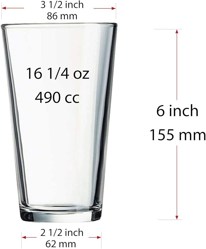 Drinking Glasses Set of 12-16 oz Glass Cups - Pint & Beer Glasses - Dishwasher Safe Water Glasses - Highball Tumblers