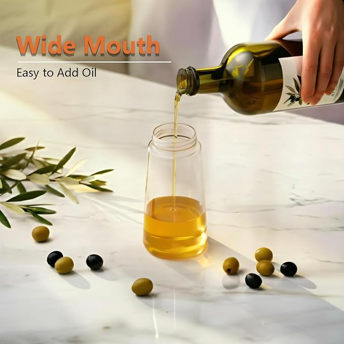 Aovdy 16oz/470ml Glass Olive Oil Sprayer for Cooking - 2 in 1 Olive Oil Dispenser Bottle Spray and Pour for Kitchen Gadgets Cooking Air Fryer Salad BBQ (Black)