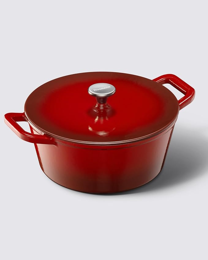 Dutch Oven Pot with Lid, 6QT Enameled Cast Iron Dutch Oven for Sourdough Bread Baking, Braising & Roasting, Dual Handle, 500℉ Oven Safe, All Cooktops Compatible, Cerise