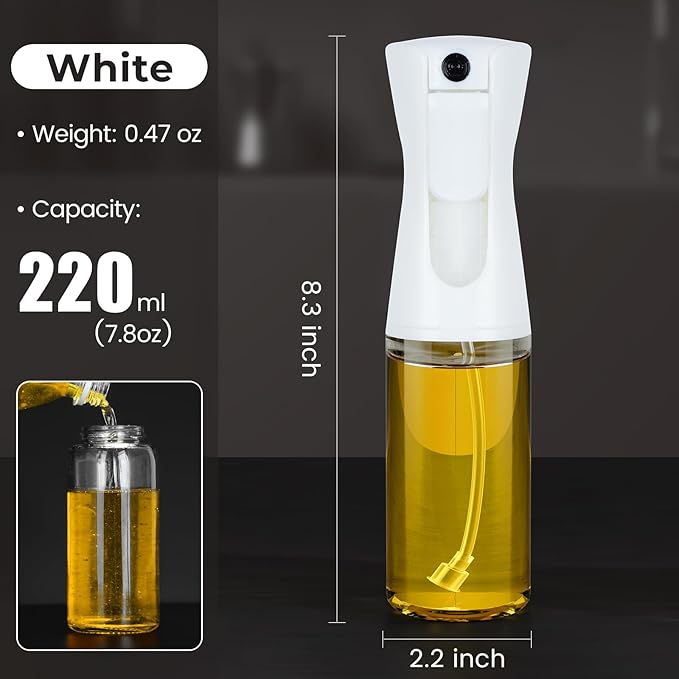 Glass Olive Oil Sprayer For Cooking, 2026 New Upgraded Powerful Even-Spray Oil Dispenser for Kitchen, Air Fryer, Salad, BBQ (220ml)