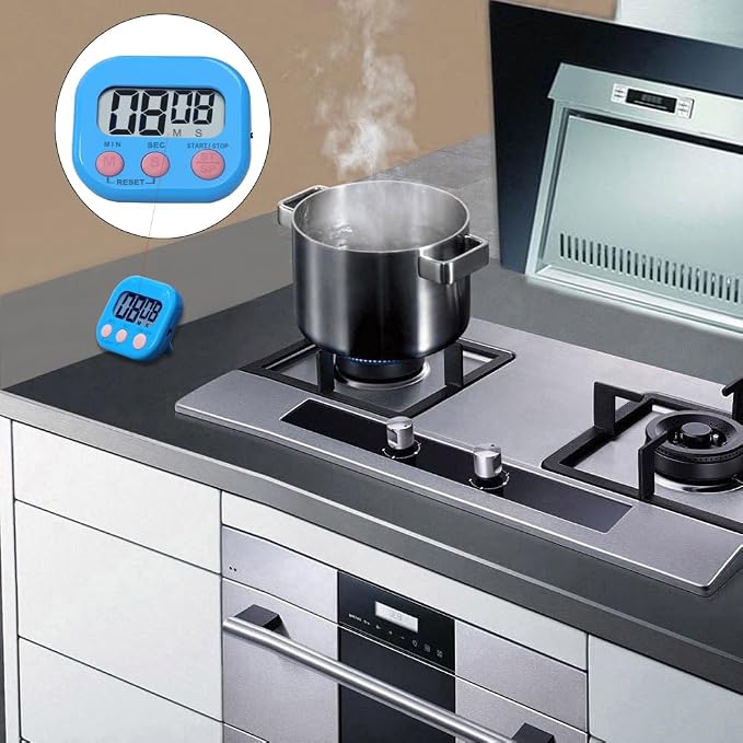 Digital Kitchen Timers, BESTWYA Electronic Timer (6,6 Colors) | LCD Screen Big Buttons On/Off Switch Count Up and Down Function for Kitchen,Study,Work,Exercise Training,Outdoor Activities