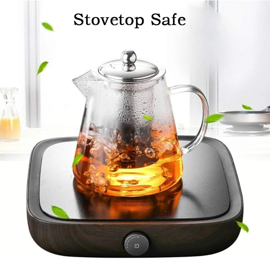 TMOST Glass Teapot with Infuser Tea Pot 1300ml/43oz Tea Kettle Stovetop Safe Blooming and Loose Leaf Tea Maker Set (43oz/ 1300ml)