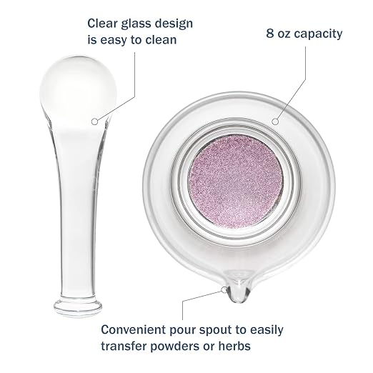 Apothecary Products Mortar and Pestle Bowl, Mixer and Grinder for Medicine, Glass (8 oz) | Crushing, Mixing & Grinding Pills, Tablets, Spices & Herbs, Manual Crusher with Fine Powder Control, Durable Clear Glass