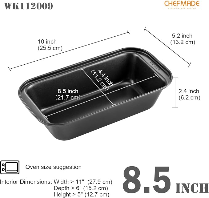 CHEFMADE Bread Loaf Pan, Nonstick Meatloaf Medium Pan, 4.5" x 8.5", Set of 2