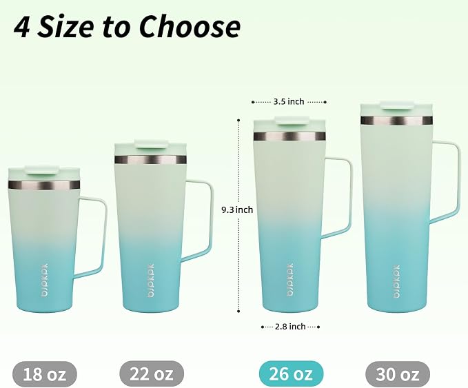 BJPKPK 26oz Insulated Tumbler with Handle, Lid & Straw, Stainless Steel | Double Wall Vacuum Insulated Coffee Travel Mug - Keeps Cold & Hot, BPA Free, Cupholder Fit for Office, Gym & Travel