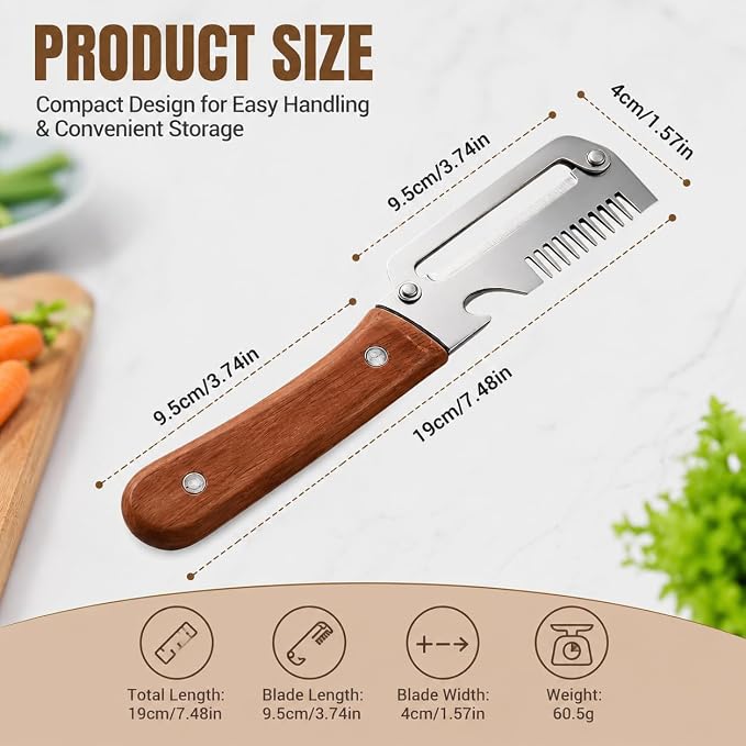 Multifunctional Vegetable Peeler,Carrot Fruit and Potato Peeler Knife, Easy-Clean Heavy Duty Stainless Steel 3-In-1 Kitchen Gadgets with Scallion Shredder and Bottle Opener, 2 Pack