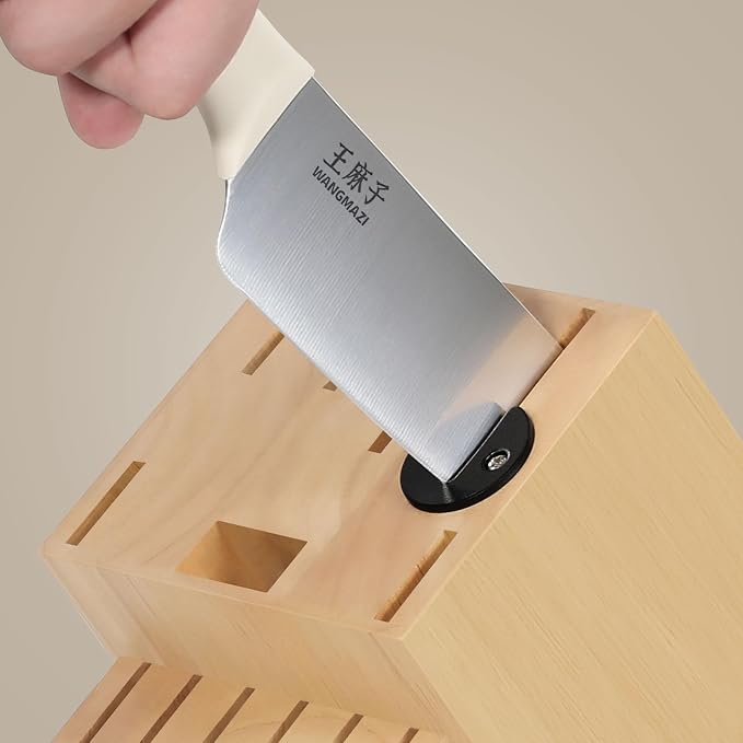 15 Pcs Knife Block Set, Japanese High Carbon Stainless Steel Sharp Blade Knife Set, Razor Sharp Knives Set for Kitchen, Dishwasher Safe, Elegant Box for Men Women, Natural