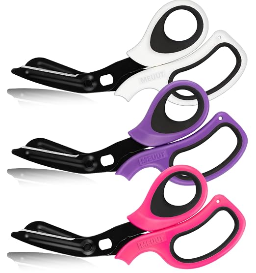 MEUUT All Purpose Scissors 8 Inch 3 Pack utility scissor for Heavy Duty Use | Fluorine Non-stick Coating, Milled Serrations, Stainless Steel Blades, TPE Soft Grip, for Office Craft Kitchen Medical Garden