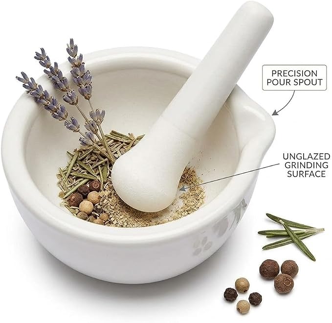 Mortar And Pestle, Spice Crusher, Ceramic Mixing Grinding Bowl, Pepper Mill Mortar Pestle, Garlic Grinder, Pharmacy Herbs Bowl Mill Crusher DIY Kitchen- 2.36 inch