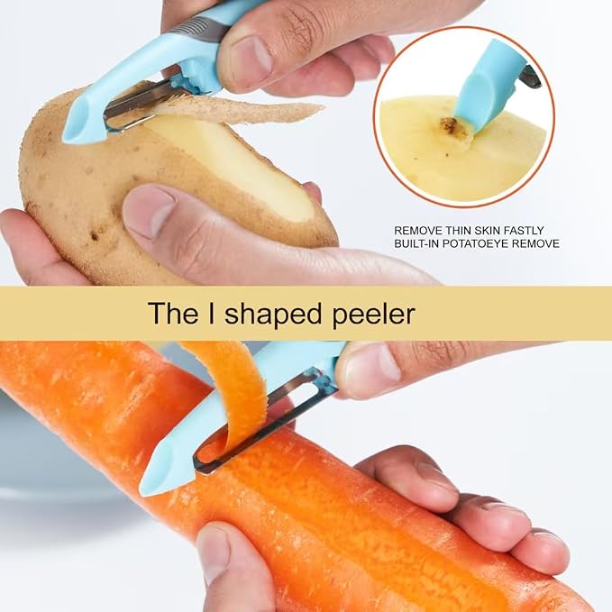 Multi-Functional Kitchen Peeler Set: Potato, Carrot, Apple Peelers + Corn Remover, Orange Peeler Tool, Y Peeler for Veggie & Fruit (Color-2)