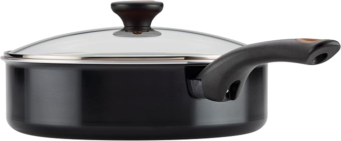 Farberware Glide Ceramic Nonstick Saute Pan / Frying Pan / Fry Pan with Lid and Helper Handle - 4 Quart, Black