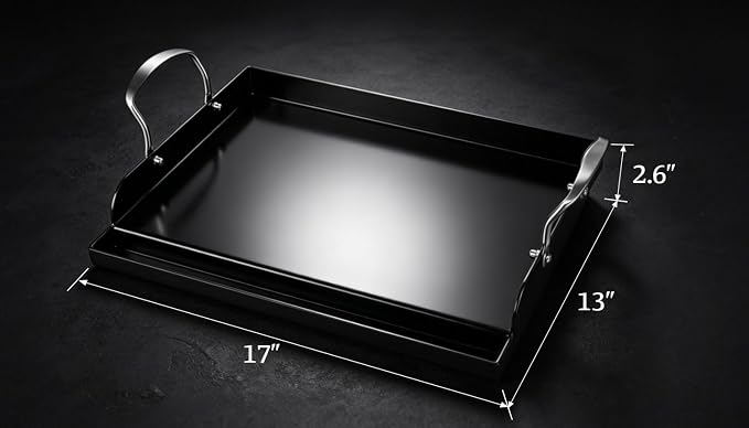 Nonstick Nanoceramic Griddle Plate, Pre-Seasoned Heavy-Duty Flat Top Insert, Universal Outdoor Cooking Griddle for Gas Grill/Charcoal/Gas Stove, Camping, Tailgating, Parties & Backyard BBQ, 17"x13"