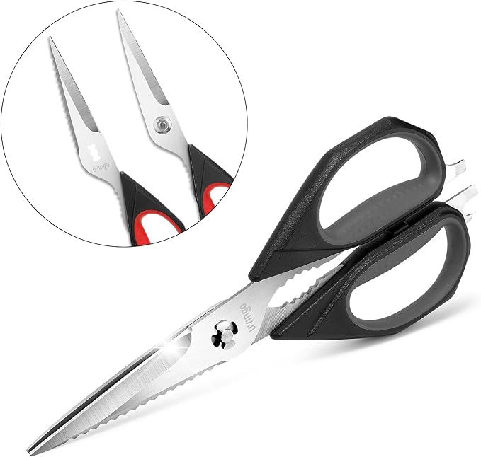 LIVINGO Kitchen Scissors, 2 Pack 9.25" Utility All Purpose Poultry Shears Heavy Duty Dishwasher Safe, Come Apart Sharp Stainless Steel Cooking Food Scissors for Cutting Meat, Chicken, Vegetable, Fish | Heavy Duty Stainless Steel, Come Apart Design, Dis...
