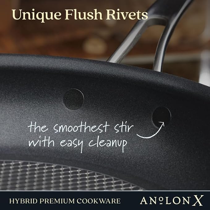 Anolon X Hybrid Nonstick Frying Pan with Helper Handle, 12-Inch | Premium Hybrid Non Stick Skillet, Oven Safe to 500°F, Dishwasher Safe, With Helper Handle, in Dark Gray