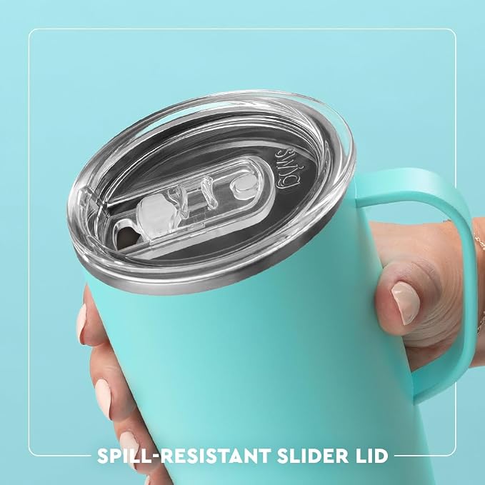 Swig Life 22oz Insulated Travel Mug with Handle & Lid, Golf Ball | Triple Insulated Stainless Steel - Handle & Lid Included - Keeps Coffee Hot or Cold - Cup Holder Friendly