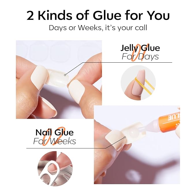 modelones Short Press on Nails, Oval Fake Nails Kit Nails Press Ons | with Glue, Adhesive Tabs, Nail File, Prep Pad, Manicure Stick, 32Pcs 16 Sizes, Milky White, Summer Women Girl Gift