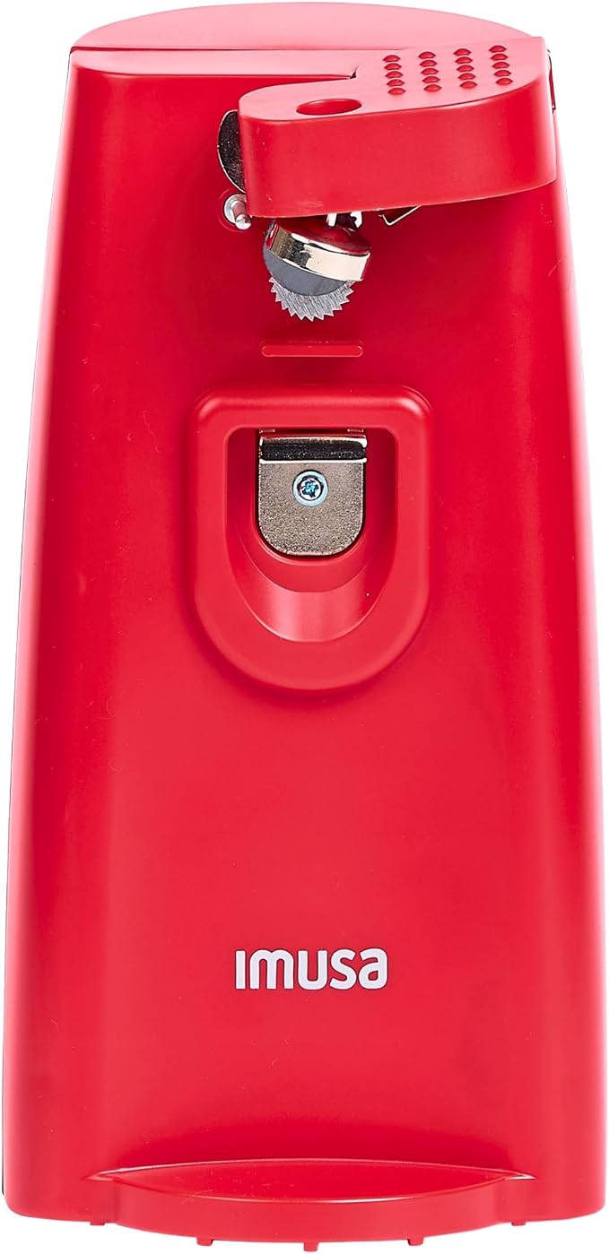 IMUSA Red Electric Can Opener with Bottle Opener & Knife Sharpener
