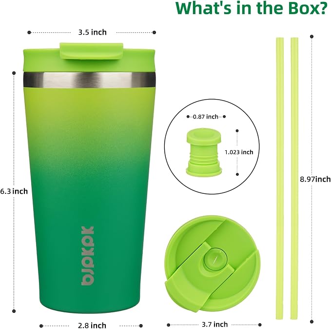 BJPKPK 18 oz Coffee Tumbler with Straw, Insulated Stainless Steel Cup | Double Wall Vacuum, Leak Proof, Keeps Hot/Cold, BPA Free, Dishwasher Safe, Cupholder Friendly, Travel, Bamboo Grove