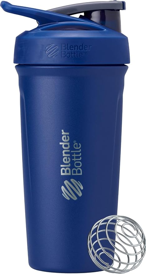 BlenderBottle Sport Flip Stainless Steel Shaker Bottle 24 oz Reflex Blue