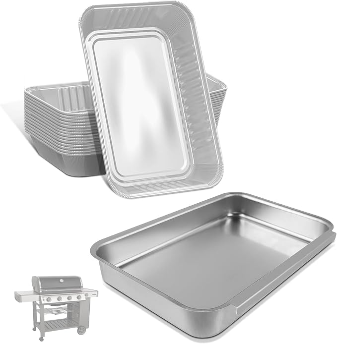 93305 Grease Catch Pan for Weber Genesis II & Spirit Grill Drip Pan with 10 Pack 6415 Foil Grease Tray Liners for Weber Genesis II e-310/315/330/335 & Spirit e-210/220/310/320/330#83156