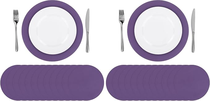 SHACOS 100 PCS Round Paper Placemats 13 inch Disposable Paper Place Mats for Dinner Wedding Birthday Party Festival Table Decoration Indoor Outdoor, Purple (Pack of 2)