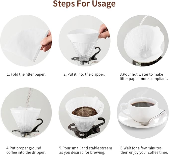 Clinuse Cone Coffee Filters #2, 200 Count White Size 02 Coffee Filter, Disposable Natural Paper Filters 2-4 Cup, 02 Cone Filters for Pour Over and Drip Coffee Maker