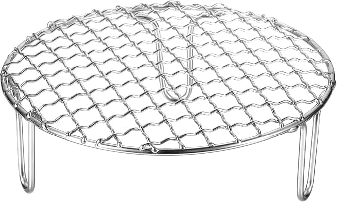 HARFINGTON Round Cooking Rack 6.5-inch Stainless Steel Cross Wire Barbecue Grill Net with 50mm Legs for Cooking Baking Steaming BBQ