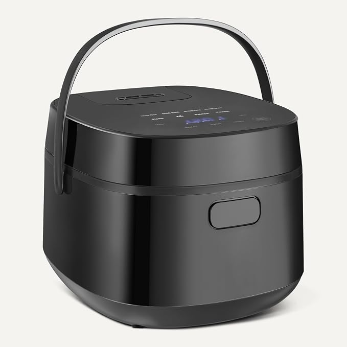 Amazon Basics Rice Cooker 6-cup Uncooked 12-cup Cooked, Micon with Fuzzy Logic, Keep Warm, Black
