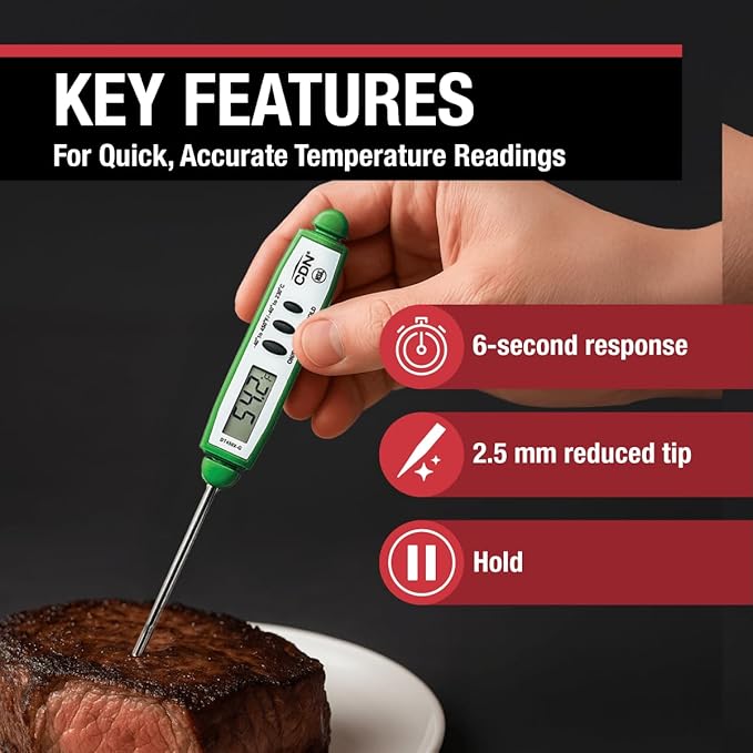 CDN ProAccurate® Instant Read Digital Pocket Thermometer with 2.75" Stainless Steel Tip for Accurate Temperature Measurement, Green (DT450X-G)