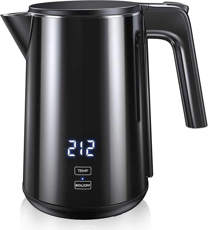 Electric Kettle 1.0L, 1200W Fast Boiling, 7 Temp Settings & 4H Keep Warm | Stainless Steel Inner, BPA-Free, Auto Shut-Off, Water Boiler, Cool Touch Exterior, Tea Coffee Kettle for Home Office, Black