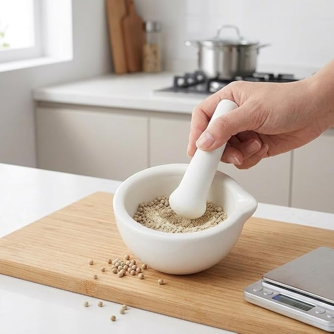 Mortar And Pestle, Spice Crusher, Ceramic Mixing Grinding Bowl, Pepper Mill Mortar Pestle, Garlic Grinder, Pharmacy Herbs Bowl Mill Crusher DIY Kitchen- 2.36 inch