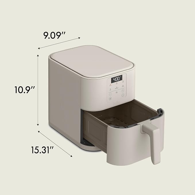 bella Fits-Anywhere™ 6qt Slim Air Fryer, Non-Toxic Coating, Oatmilk