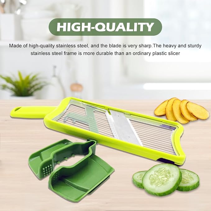 Multi Handheld Mandoline Slicer, Stainless Steel Professional Vegetable Slicer with Comfortable Grip, Vegetable Slicer for Potatoes, Onions, Cucumbers, Cheese, Easy to Clean