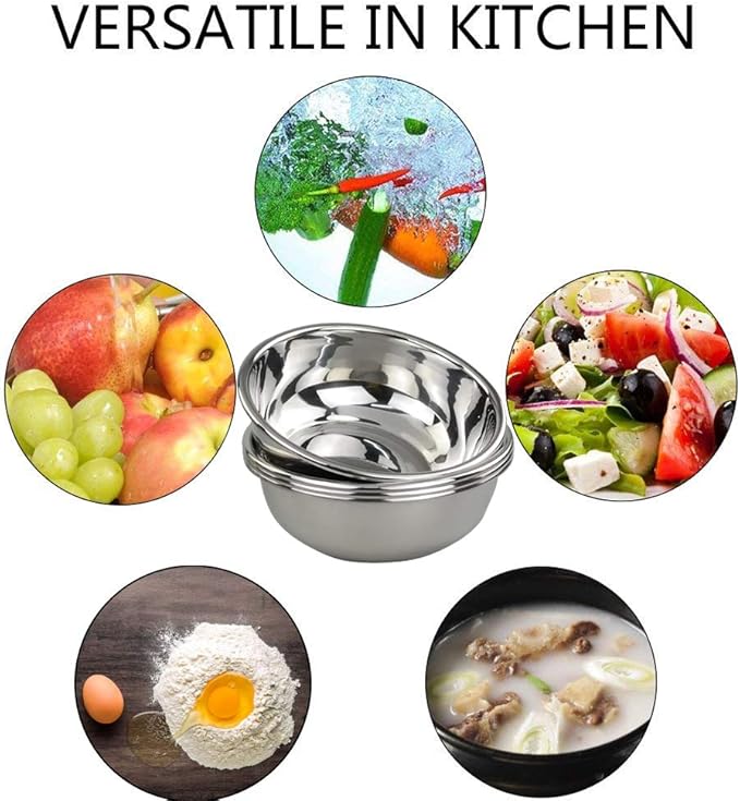 18/10 Stainless Steel Nesting Mixing Bowls for Meal Prep, Set of 4 | Nesting, For Mixing, Serving, Baking