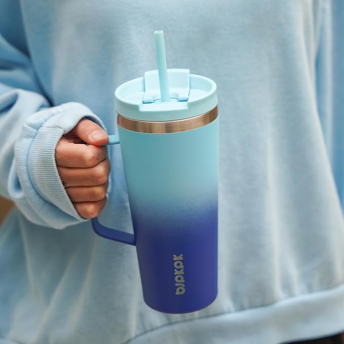 BJPKPK 26oz Insulated Tumbler with Handle, Lid & Straw, Stainless Steel | Double Wall Vacuum Insulated Coffee Travel Mug - Keeps Cold & Hot, BPA Free, Cupholder Fit for Office, Gym & Travel
