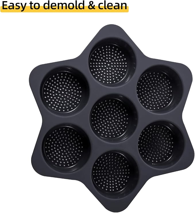 7-cavity Silicone Hamburger Bun Pan, Nonstick Loaf Pan & Heat Resistant Burger Bun Pans for Baking, Bread Pans for Homemade Bread, Bread pans for baking, Easy to Use Burger Pan