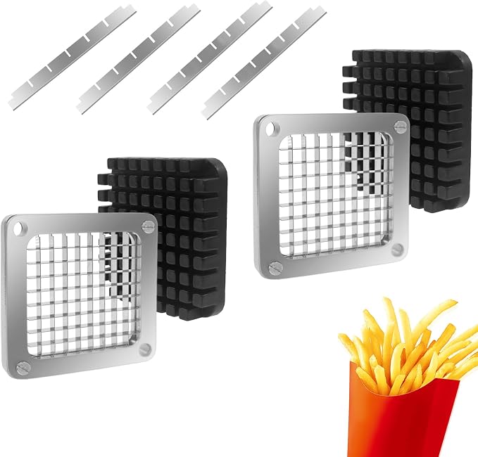2Pcs 3/8''Commercial Vegetable Replacement Chopper Blade | Replacement Chopper Dicer Stainless Steel Blade and Pusher Block for Fruit Cutting Machine Tomato onion French Fries Cutter