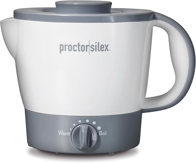 Proctor Silex 32oz Adjustable Temperature Hot Pot, Electric Kettle for Tea, Boiling Water, Cooking Ramen, Noodles and Soup, PFAS-Free Nonstick Coating, White (48507MN) | For Tea, Boiling Water, Cooking Ramen, Noodles and Soup | PFAS-Free Nonstick Coati...