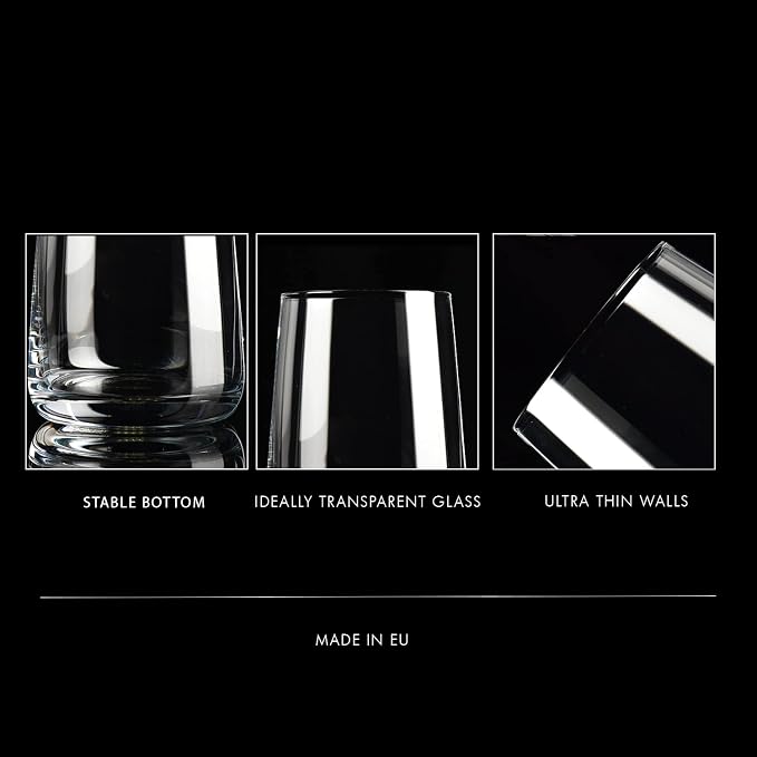 Krosno Water Glasses Set of 6, 16.6 oz, Infinity Collection | Glass Tumblers, Lead-Free Crystal Glassware, Juice Glasses, Water Glass Set, Dishwasher Safe, Made in Europe