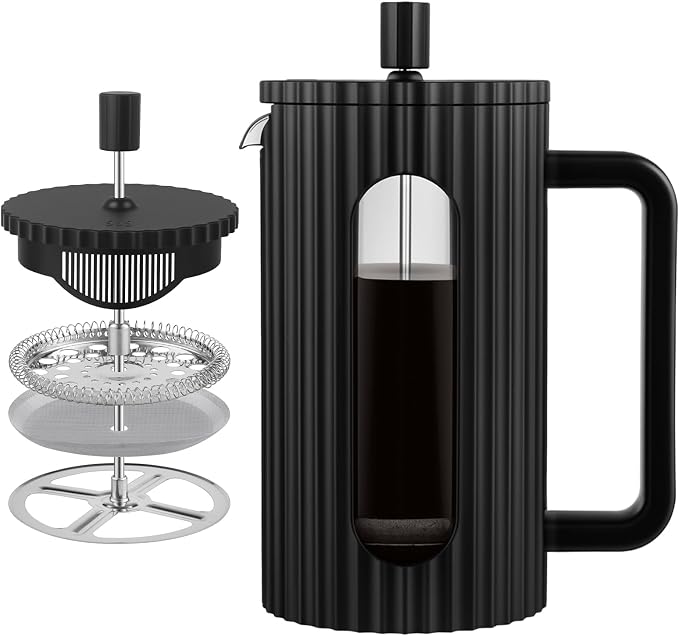 wedrink French Press Coffee Maker 21OZ, Heat Resistant Borosilicate Glass Carafe/Tea Maker Coffee Press Frother Brewer (600ml)