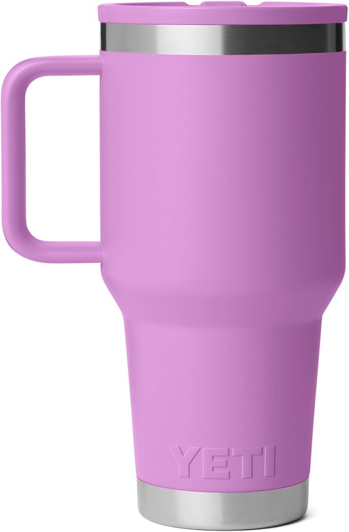 YETI Rambler 30 oz Travel Mug with Flip Straw Lid – Stainless Steel, Vacuum Insulated, Leakproof, Cup Holder Friendly, Desert Bloom