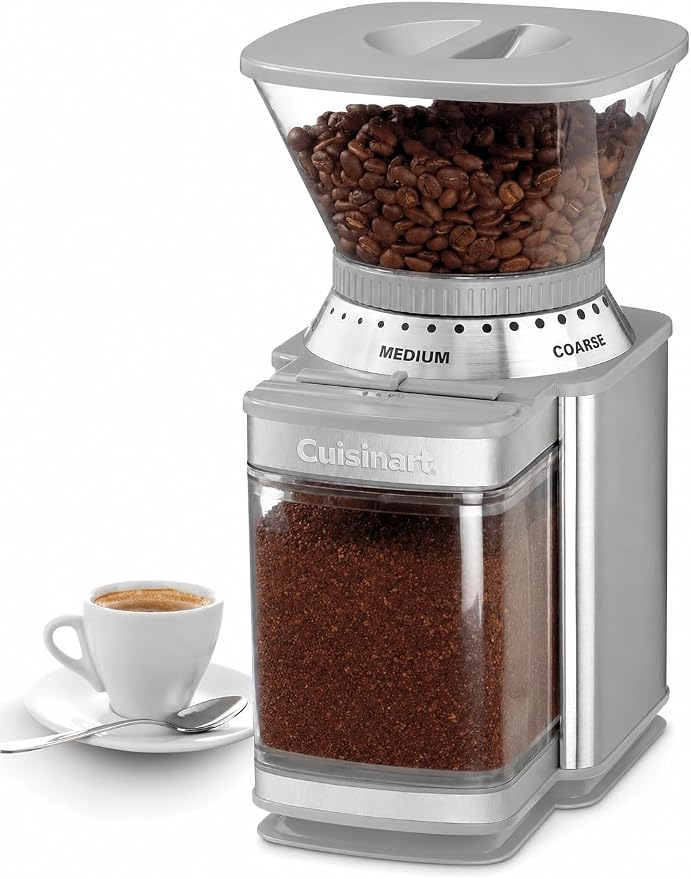 Cuisinart Coffee Grinder, Electric One-Touch Automatic Burr Coffee Grinder with 18-Position Grind Selector, Cup Size Selector for 4 – 18 Cups, Cool Gray Stainless Steel