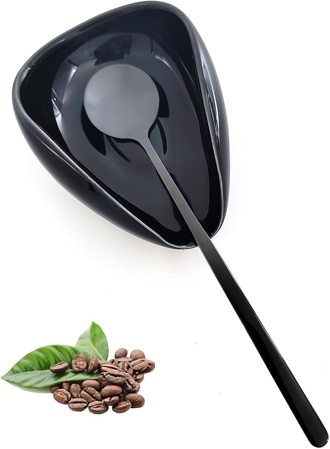 Mini Coffee Spoon Holder, Small Ceramic Spoon Rest for Coffee Stirrers, Teaspoon, Bar Spoon, Coffee Bar Accessories (Ture black+black Spoon)