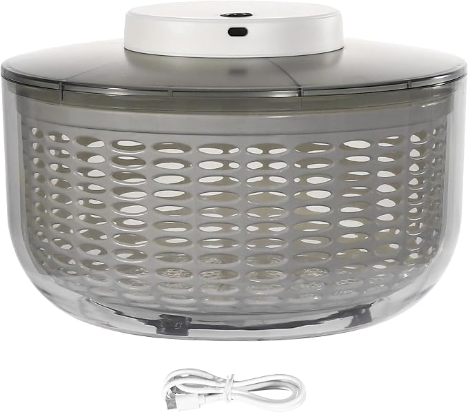 6.34 Qt Electric Salad Spinner, Vegetable Dryer with USB Charging & 10-Second Quick Spin for Lettuce, Greens, Kitchen, Salad Maker