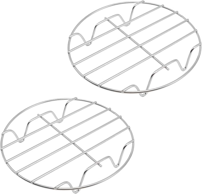 2 Pack Round Cooking Racks, 304 Stainless Steel Baking and Cooling Steaming Roasting Rack for Air Fryer Pot Pressure Cooker Canning(6.9 Inch)