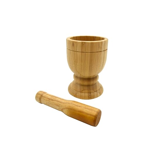 IMUSA USA Bamboo Mortar and Pestle, Small, Natural | Polished Finish, Naturally Crafted and Sturdy Design, Ideal for Crushing Fresh Spices and Herbs, Makes a Great Gift