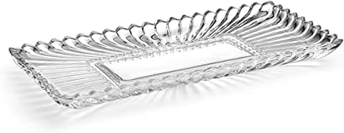 Mikasa Estate Crystal Glass Rectangular Serving Decorative Tray, 14.75 Inch