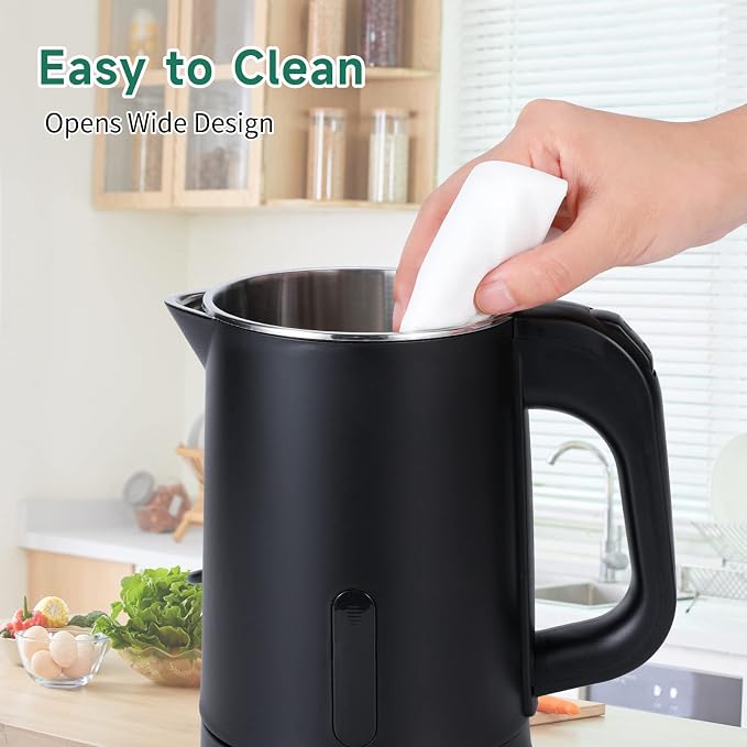 0.8L Small Travel Electric Tea Coffee Kettle | 600W Rapid Boil,Double Wall,Auto Shut-Off,Boil Dry Protection,Hot Water Boiler