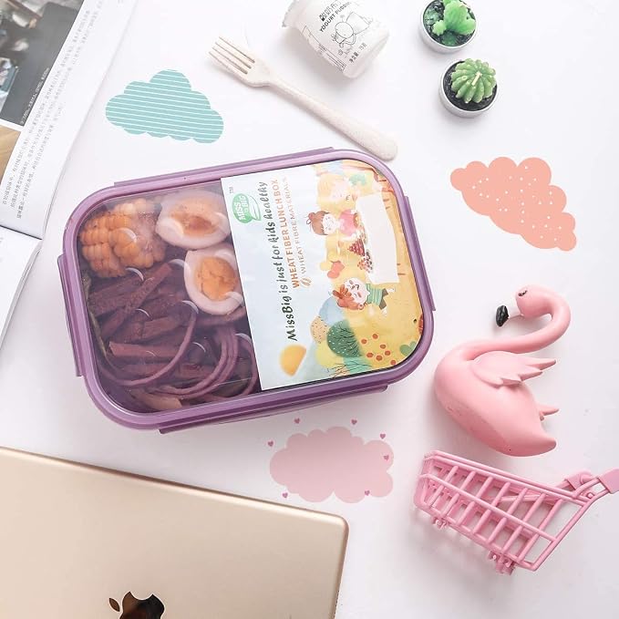 MISS BIG® Bento Lunch Box for Kids, 1150ml, 3 Compartments, Purple | Purple kids bento lunch box for school lunch, daycare snacks, preschool meals, picnic food, and travel.