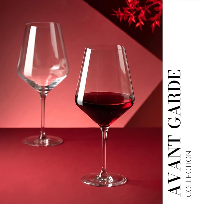 KROSNO Red Wine Glasses Set of 4, 24.7 oz, Avant-Garde Collection | Wine Tumbler, Lead-Free Crystal Glassware, Drinking Glasses, Elegant Cups, Home & Restaurant, Dishwasher Safe